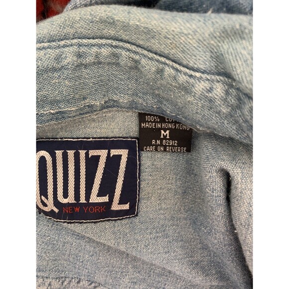 VTG Quizz NY Embroider Christmas Teddy Bear Jean Denim VTG Top Holly Polo Ralph - Picture 8 of 11